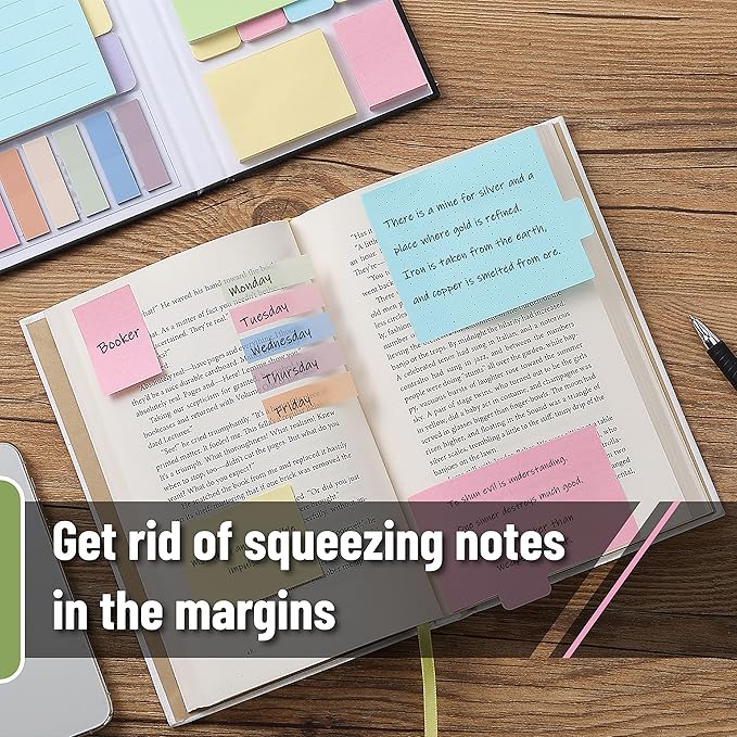 Mr. Pen- Sticky Note Set, 410 Pack, Pastel Colors, Divider Sticky Notes Tabs, Office Supplies, Planner Sticky Note Dividers Tabs, Book Notes, Stocky Notes for Bible Journaling