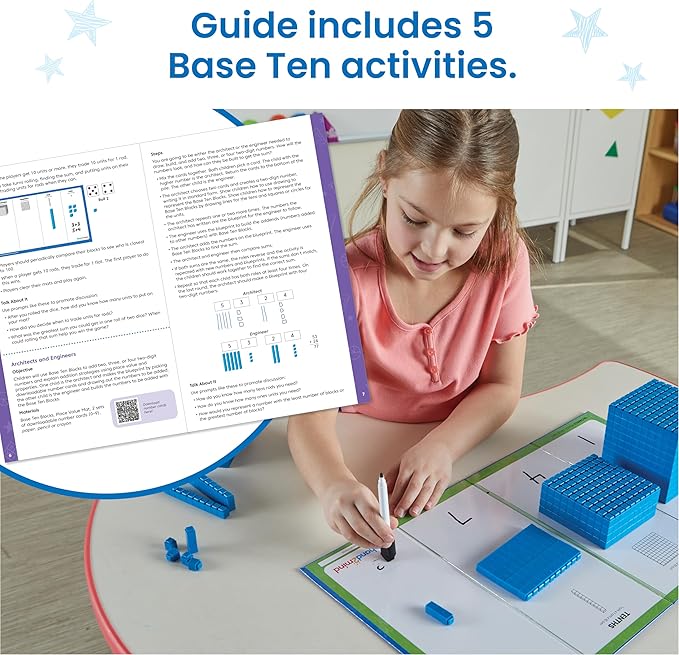 hand2mind Interlox Base Ten Blocks Activity Set, Place Value Manipulatives, Base 10 Blocks for Math, Counting Cubes, Math Manipulatives 1st Grade, Small Group Classroom Must Haves (133 Pieces)