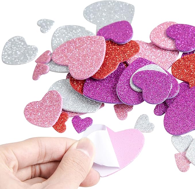JOYIN 126+ Pcs Valentines Day Craft Gift Set with 100 Heart Doilies, 24 Pcs Foam Doilies and 2 Bags Foam Heart Stickers for Kids, Tableware Decoration, Home Activitie, Kitchen Disposable Table Craft