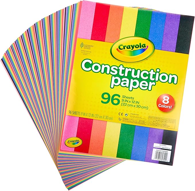 Crayola 9" x 12" 8-Assorted Color Construction Paper - 96/Pack