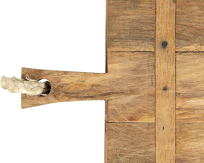 Creative Co-Op Mango Wood Cheese Board with Rope on Handle