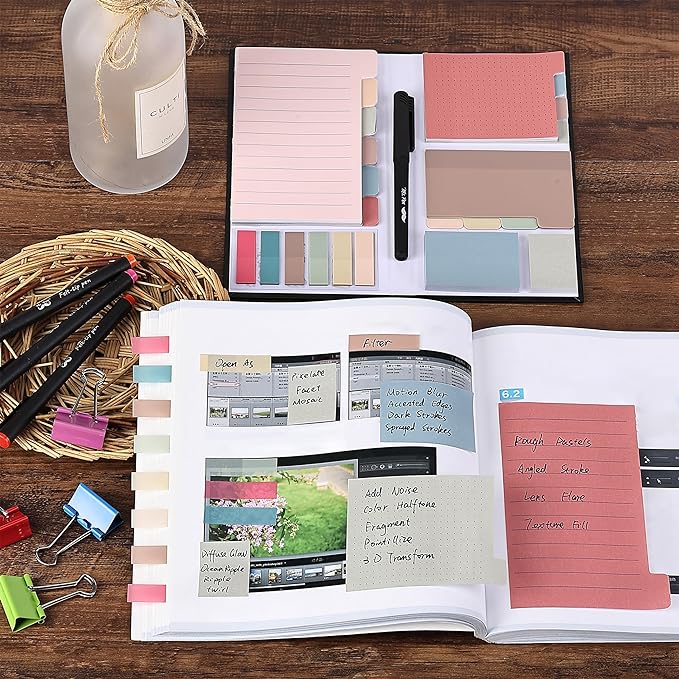 Mr. Pen- Sticky Note Set, 410 Pack, Vintage Colors, Transparent Sticky Notes Tabs, Translucent Sticky Note Dividers Tabs, Stocky Notes for Bible Journaling