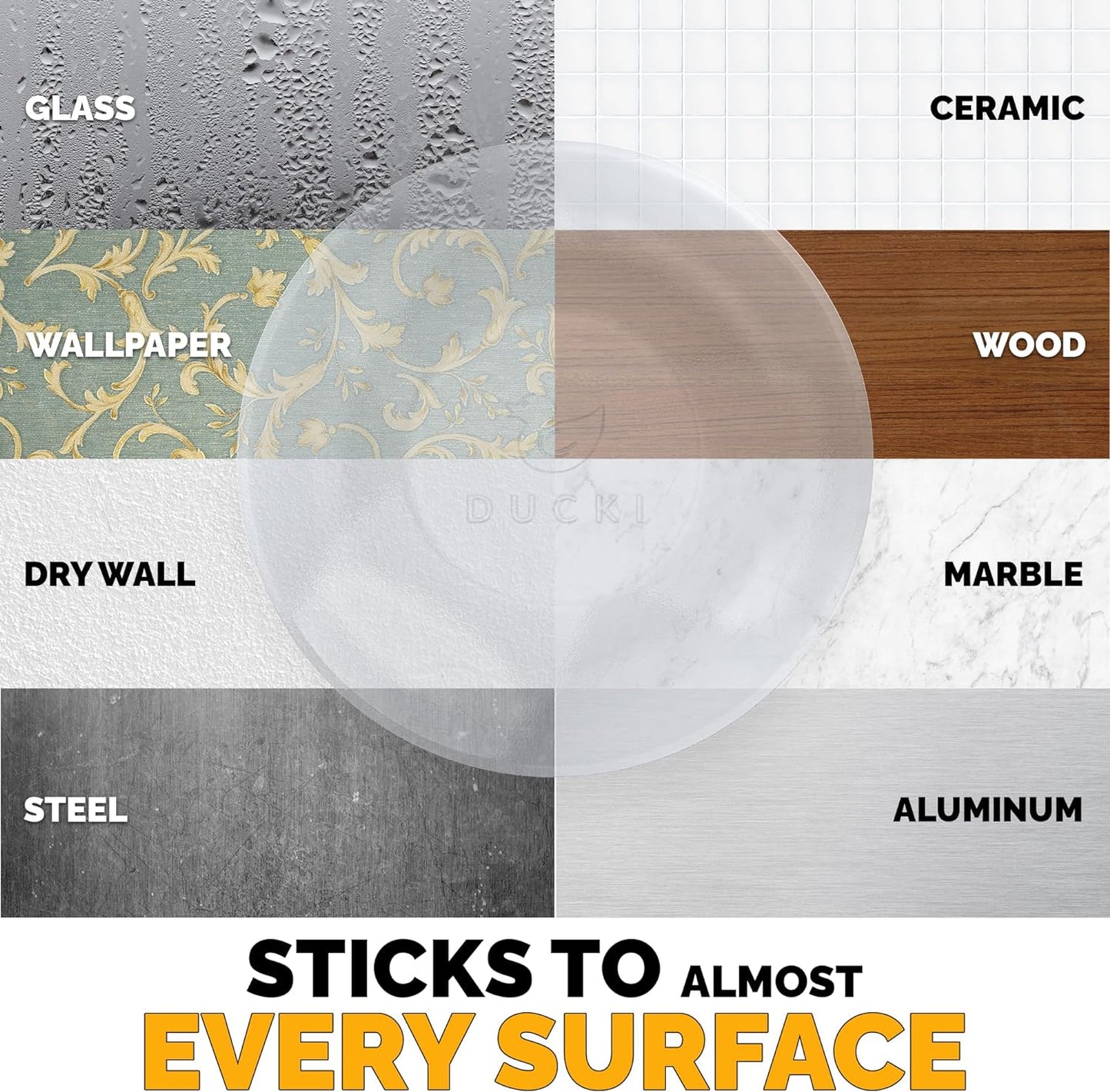 Ducki Door Stop Wall Protector | Self Adhesive Door Knob Wall Protectors from Door Knobs | Rubber Door Stoppers for Wall Damage & Noise | Durable, Shock Absorbent & Discreet | 2 Pack Clear Door Stops