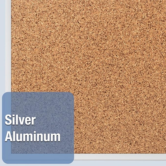 Quartet Cork Board, Bulletin Board, 6' x 4' Corkboard, Aluminum Frame, Silver (2307)