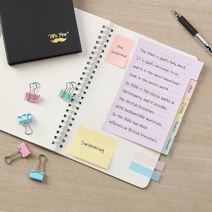 Mr. Pen- Sticky Notes Set, 410 Pack, Pastel Colors, Divider Sticky Notes, School Supplies, Office Supplies, Planner Sticky Note Dividers Tabs, Book Notes, Stocky Notes for Bible Journaling