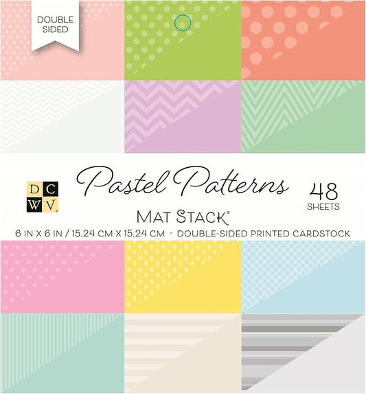 DCWV Double Sided Cardstock Paper - 6x6 Patterned/Solid Colored Cardstock for Scrapbooking, Crafting, and Card Making - 48 Sheets, Pastel
