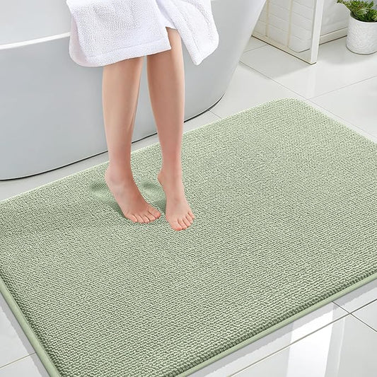 OLANLY Thick Memory Foam Bath Mat Rug 47x32, Extra Soft Absorbent Bathroom Rug, Quick Dry Bath Mats, Non-Slip, Machine Washable Carpet for Bathroom, Tub and Shower, Home Decor Accessories, Sage Green
