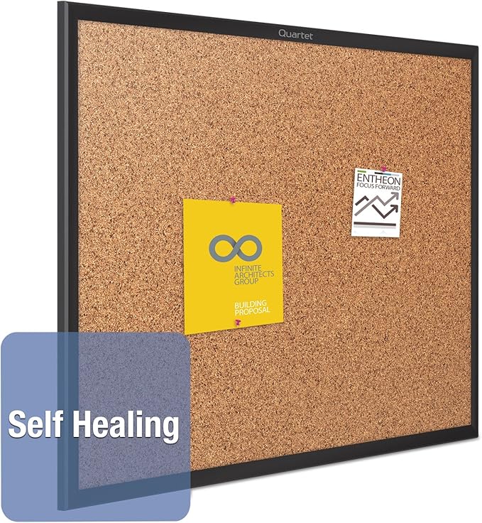 Quartet Cork Board, Bulletin Board, 5' x 3' Corkboard, Black Frame (2305B)