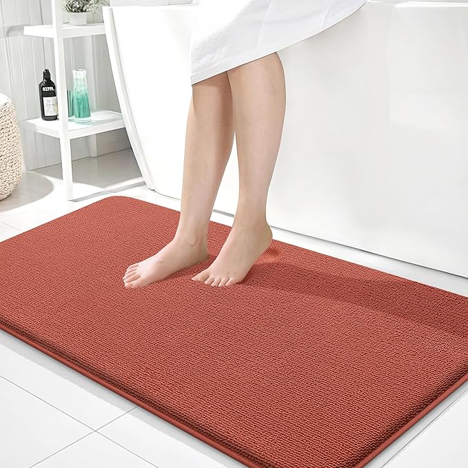 OLANLY Thick Memory Foam Bath Mats Rugs 44x24, Extra Soft Absorbent Bathroom Rug, Quick Dry Bath Mat, Non-Slip, Machine Washable Carpet, Tub and Shower, Home Decor Accessories, Rustic Terracotta