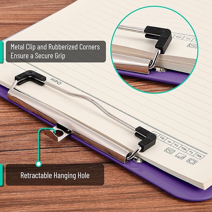 Mr. Pen- Plastic Clipboard, 12.5" x 9", 2 Pack, Clipboard Plastic, Low-Profile Metal Clip with Retractable Hanging Hole