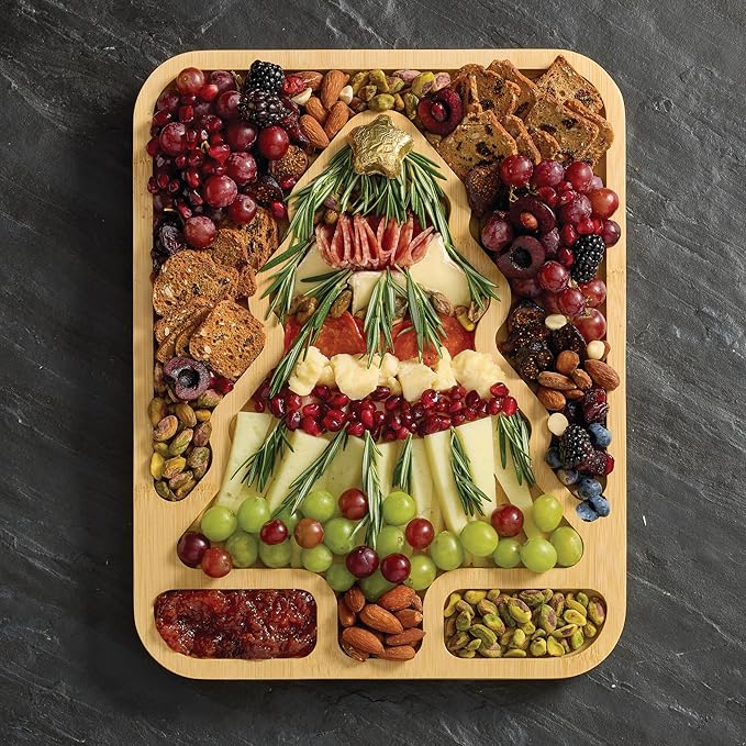 Farberware Tree Build-A-Board with Clear Locking Lid – Holiday Prep and Serve Board for Charcuterie, Cookies, Candy, and Seasonal Entertaining
