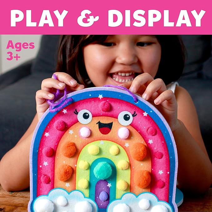 Creativity for Kids Pom Pom Pictures: Magical - Rainbow and Unicorn Sensory Toy Boards (8" x 8"), Preschool and Toddler Crafts, Unicorn Gifts (Ages 3+)
