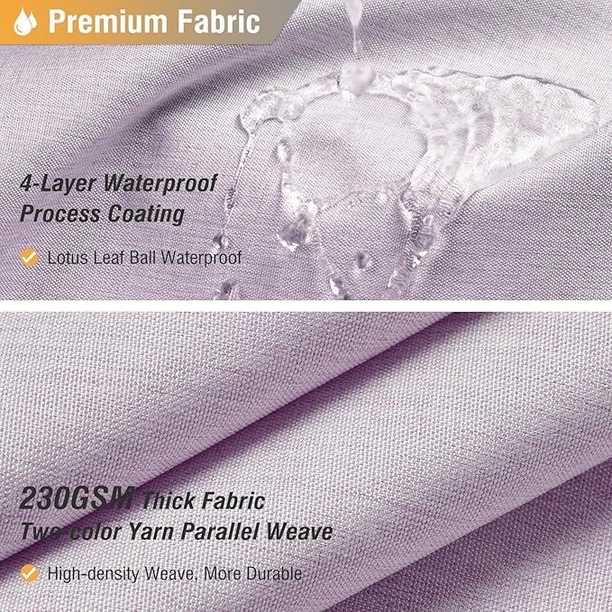 BTTN Extra Long Shower Curtain, 96 Inch Long Linen Textured Heavy Duty Fabric Shower Curtain Set with 12 Plastic Hooks, Tall Decorative Neutral Waterproof Cloth Shower Curtain for Bathroom, Lavender