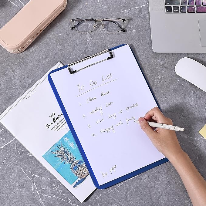 Mr. Pen- Plastic Clipboard, 12.5” x 9”, Navy Blue, Clipboard Plastic, Low-Profile Metal Clip with Retractable Hanging Hole