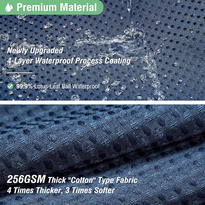Dynamene 60 inch Stall Shower Curtain - Waffle Weave Heavy Duty Thick Fabric Shower Curtains for Bathroom,Weighted Hotel Spa Luxury Cloth Bath Curtain Set with 10 Plastic Hooks,60x72, Navy Blue