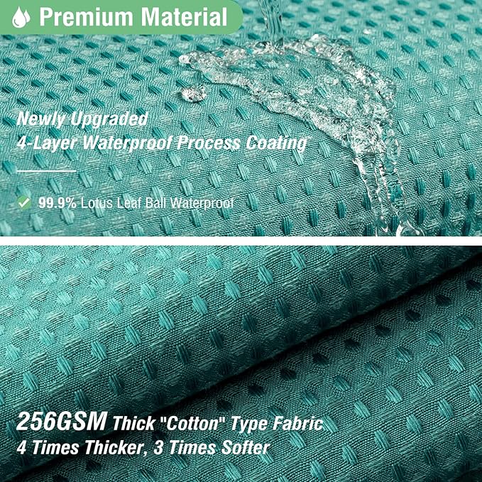 Dynamene Extra Long Shower Curtain - 96 Inch Long Waffle Weave Weighted Thick Cloth Bathroom Shower Curtain, Neutral Heavy Duty Hotel Bath Curtain Set with 12 Plastic Hooks,72x96, Seaweed Green