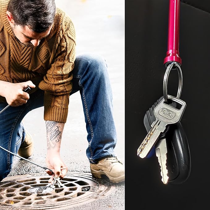 Flexible Magnetic Pickup Tool,Bendable Grabber Tool with 4 Claws & Strong Magnet – Flexible Claw Pick-Up Reacher for Narrow Spaces, Engine Bay, Sink, Drain, Jewelry, Keys, Metal Objects（28 Inch