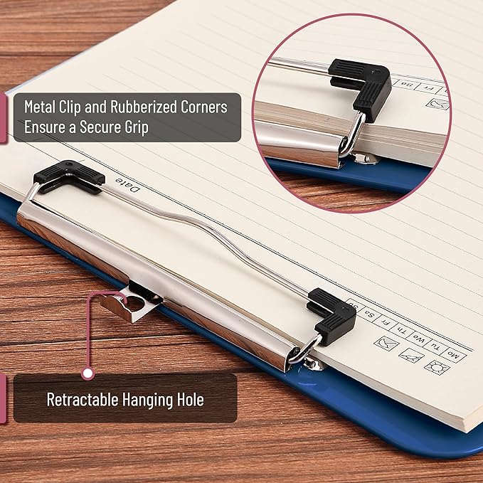 Mr. Pen- Plastic Clipboard, 12.5" x 9", 2 Pack, Clipboard Plastic, Low-Profile Metal Clip with Retractable Hanging Hole