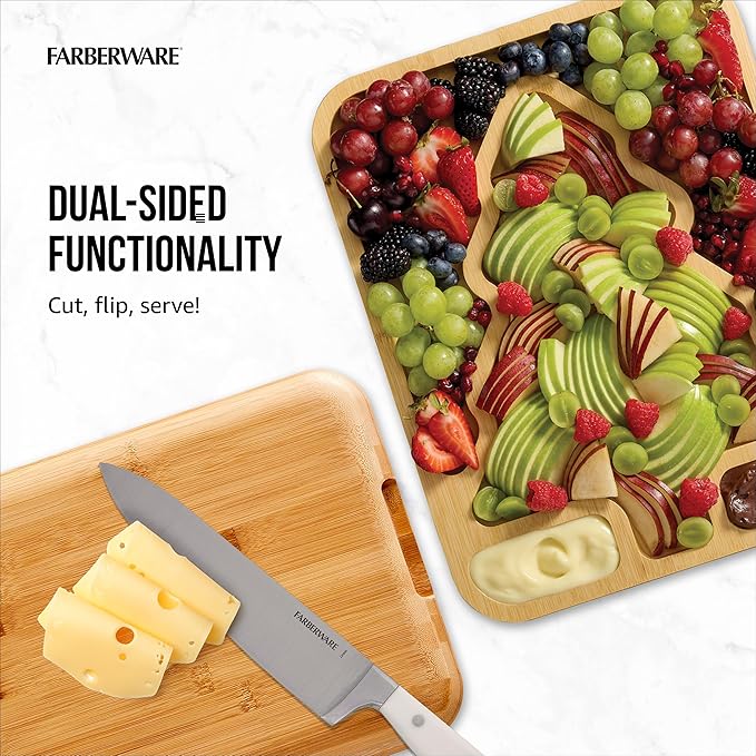 Farberware Tree Build-A-Board with Clear Locking Lid – Holiday Prep and Serve Board for Charcuterie, Cookies, Candy, and Seasonal Entertaining