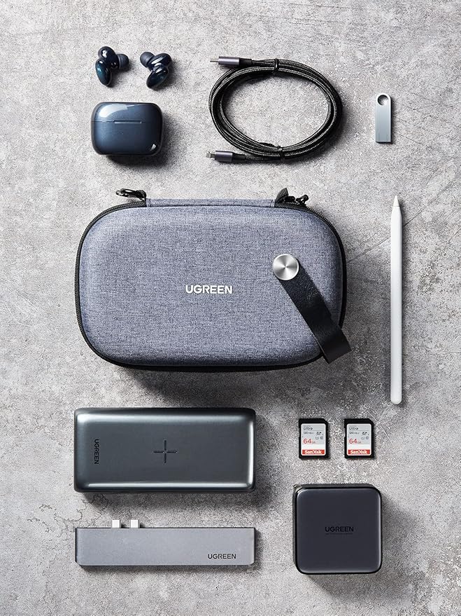 UGREEN Electronic Organizer Travel Case Pouch Bag Accessories Portable Waterproof Storage Bag Travel Essentials with Cable USB Flash Drive Charger External Battery Memory Card