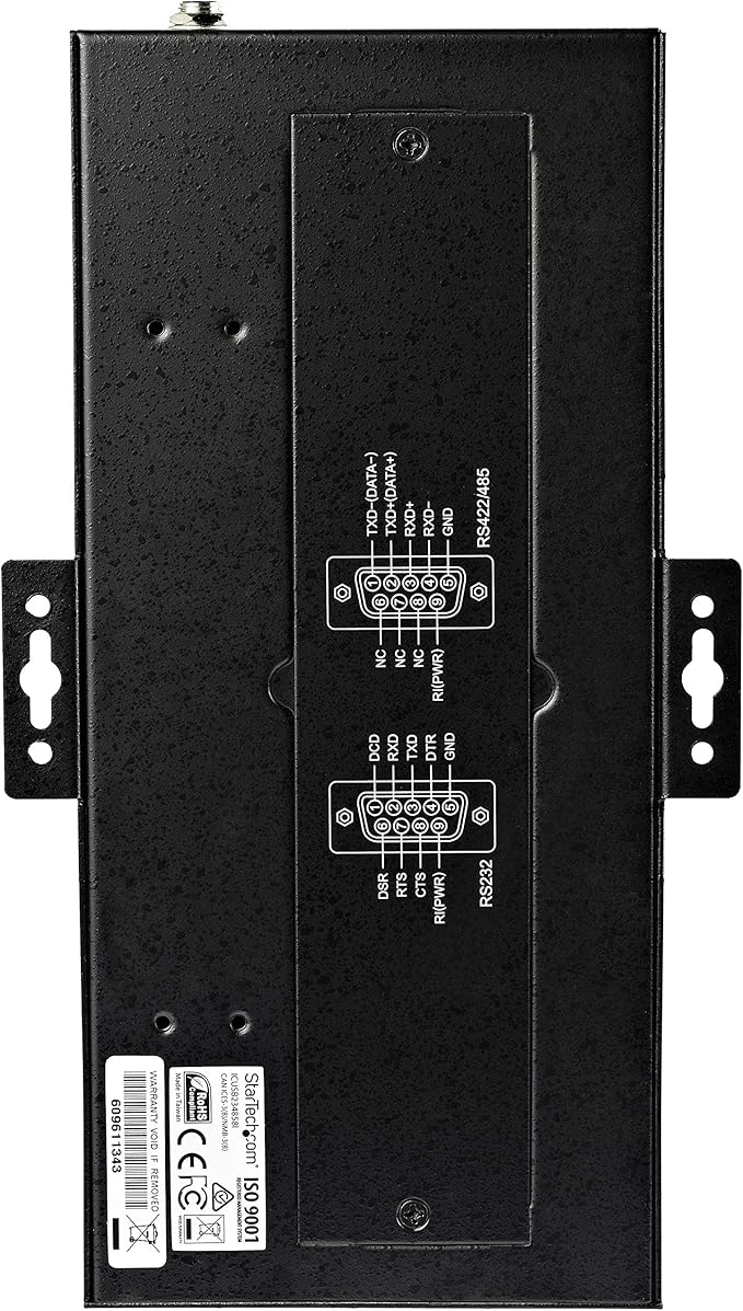 StarTech.com 8 Port Serial Hub USB to RS232/RS485/RS422 Adapter - Industrial USB 2.0 to DB9 Serial Converter Hub - IP30 Rated - Din Rail Mountable Metal Serial Hub - 15kV ESD Protection, TAA