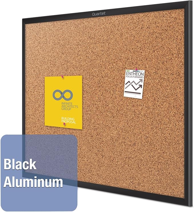 Quartet Cork Board, Bulletin Board, 5' x 3' Corkboard, Black Frame (2305B)