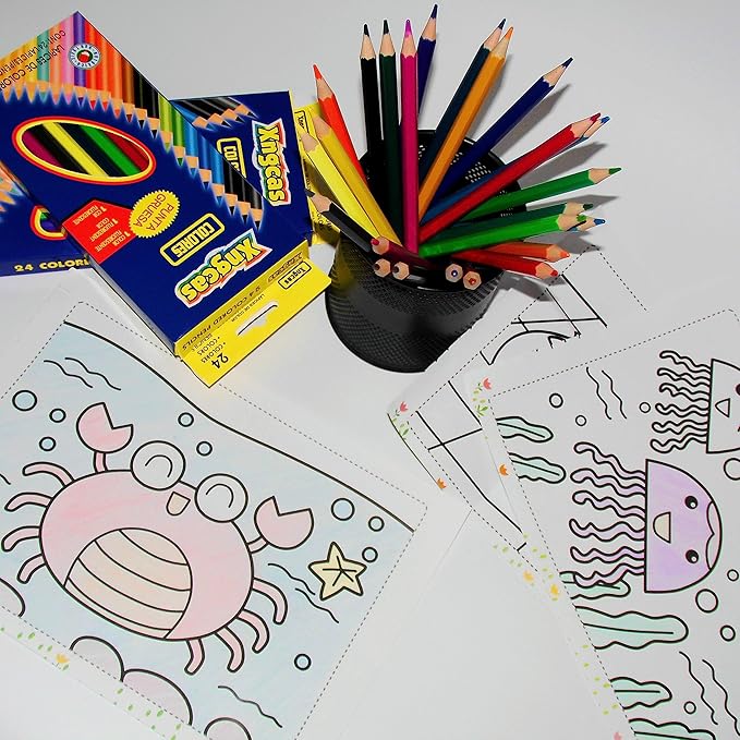 Colored Pencils Bulk, Kids School Supplies For Teachers, 6 Packs with 24 Colors
