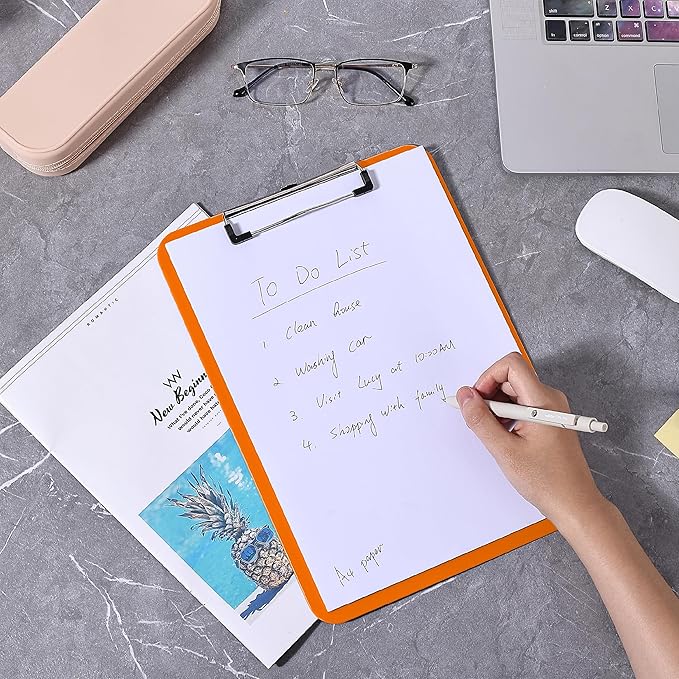 Mr. Pen- Plastic Clipboard, 12.5" x 9", 2 Pack, Orange Clipboard Plastic, Low-Profile Metal Clip with Retractable Hanging Hole