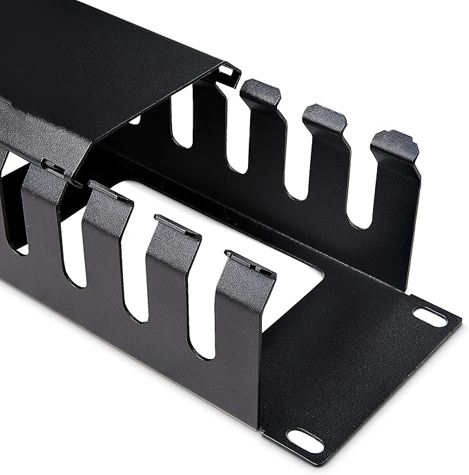 StarTech.com Horizontal 2U Server Rack Cable Management Finger Duct w/ Cover - 19" Network Rack Wire Duct Raceway Panel - Slotted Wire Duct (CMDUCT2U)