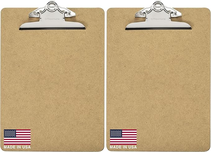 Officemate Recycled Wood Clipboard, Letter Size | 2 Pack | 6 Inch Clip | Brown