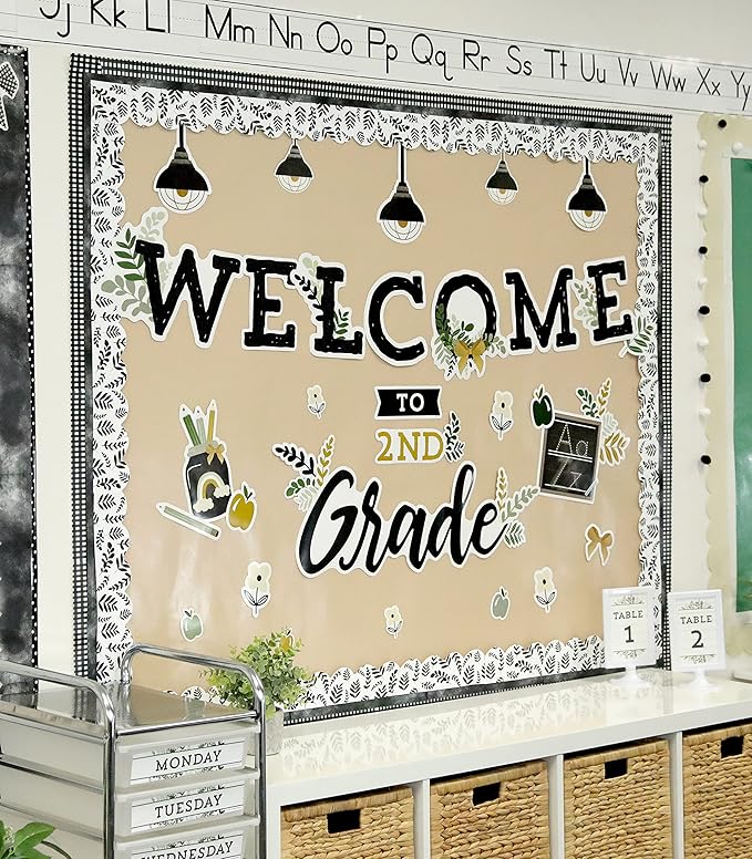 Carson Dellosa 41PC Farmhouse Decor, Welcome to Kindergarten - 5th Grade Back to School Decorations for Bulletin Board and Chalkboard, Rustic Teacher Supplies and Classroom Must Haves