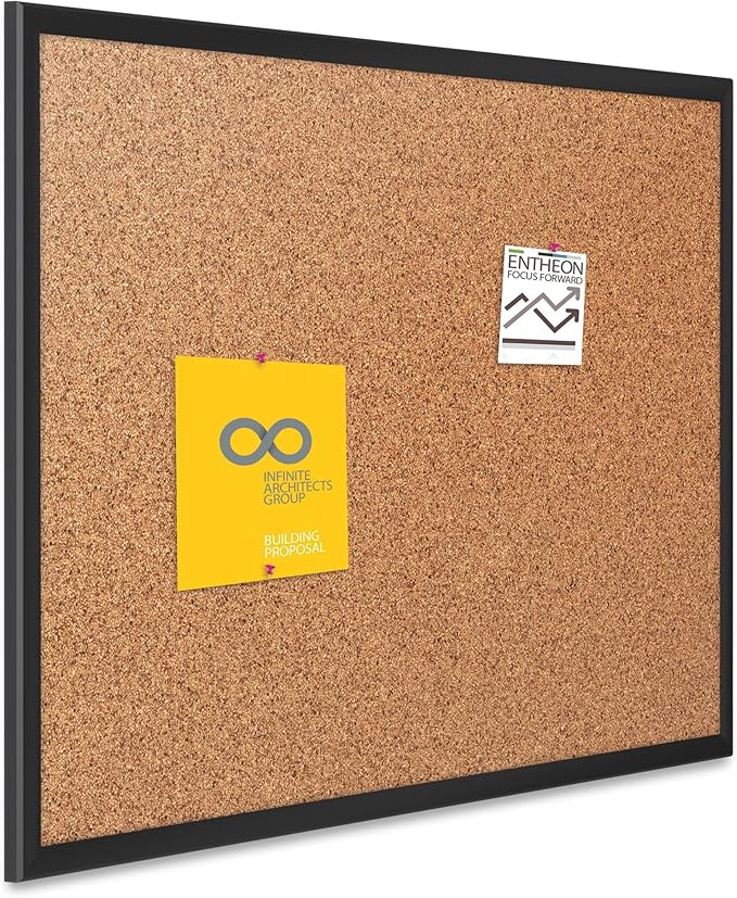 Quartet Cork Board, Bulletin Board, 6' x 4' Corkboard, Black Frame (2307B)