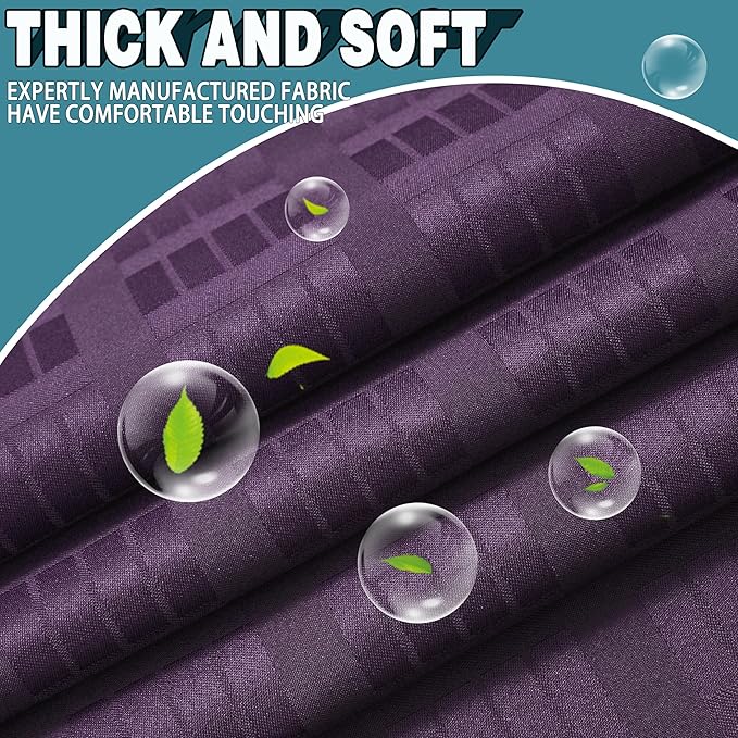 Conbo Mio Stall No Hook Shower Curtain with Snap in Liner Set, Hotel Luxury Purple Shower Curtains for Bathroom with See Through Top Window, Waterproof, Washable 54W x 74H