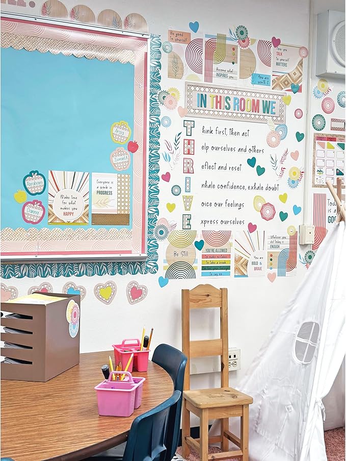 Carson Dellosa True to You 62-Piece In This Room We Thrive Bulletin Board Set, Motivational Bulletin Board Set With Positive Sayings for Growth Mindset Bulletin Board and Classroom Décor