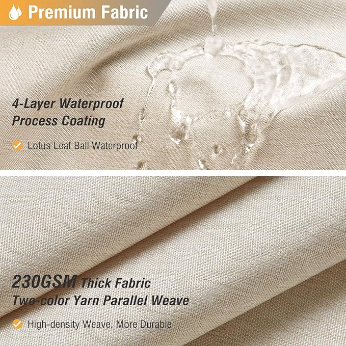 BTTN 108 Extra Wide Shower Curtain - 108x72 Linen Textured Heavy Duty Fabric Shower Curtain Set with 18 Plastic Hooks, Large Neutral Cloth Shower Curtains for Bathroom and Clawfoot Tub, Cream/Beige