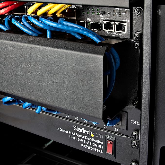 StarTech.com Horizontal 2U Server Rack Cable Management Finger Duct w/ Cover - 19" Network Rack Wire Duct Raceway Panel - Slotted Wire Duct (CMDUCT2U)
