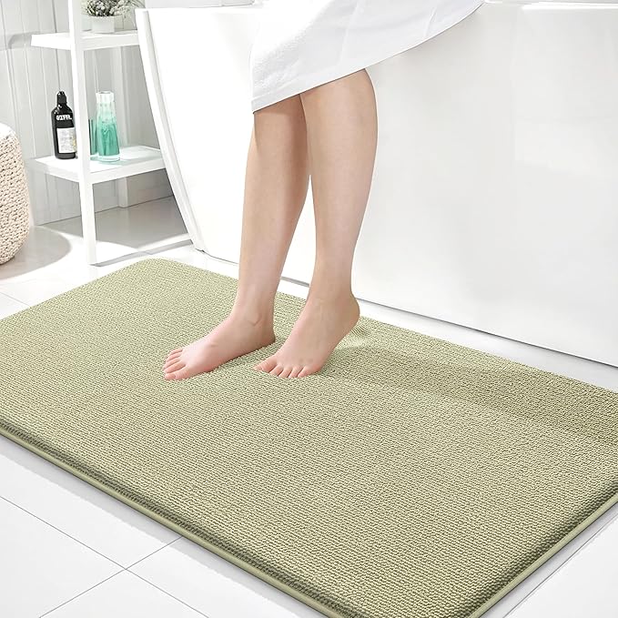 OLANLY Thick Memory Foam Bath Mats Rugs 44x24, Extra Soft Absorbent Bathroom Rug, Quick Dry Bath Mat, Non-Slip, Machine Washable Carpet for Bathroom, Tub and Shower, Home Decor Accessories, Vanilla