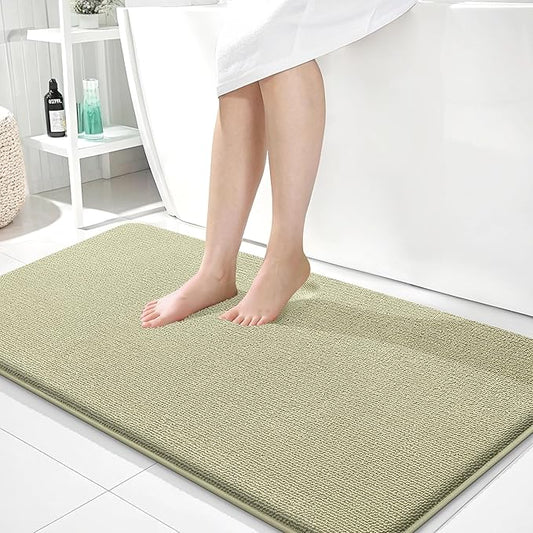OLANLY Thick Memory Foam Bath Mats Rugs 44x24, Extra Soft Absorbent Bathroom Rug, Quick Dry Bath Mat, Non-Slip, Machine Washable Carpet for Bathroom, Tub and Shower, Home Decor Accessories, Vanilla