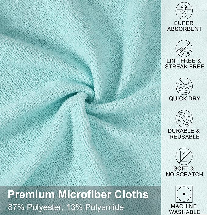 UPSTAR Microfiber Cleaning Cloth, Reusable Paper Towels Rolls, 50 Packs 12x12 inch Cleaning Rags for Washing Dishes, Kitchen, Bathroom, Car, Blue