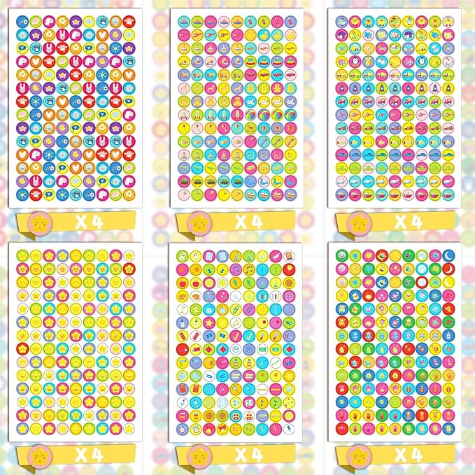 6048 Pieces Small Stickers for Kids Reward Chart - Mini Incentive Happy Smile Face Star Bundle for Teachers and Kids Behavior Chart(Vivid Style)