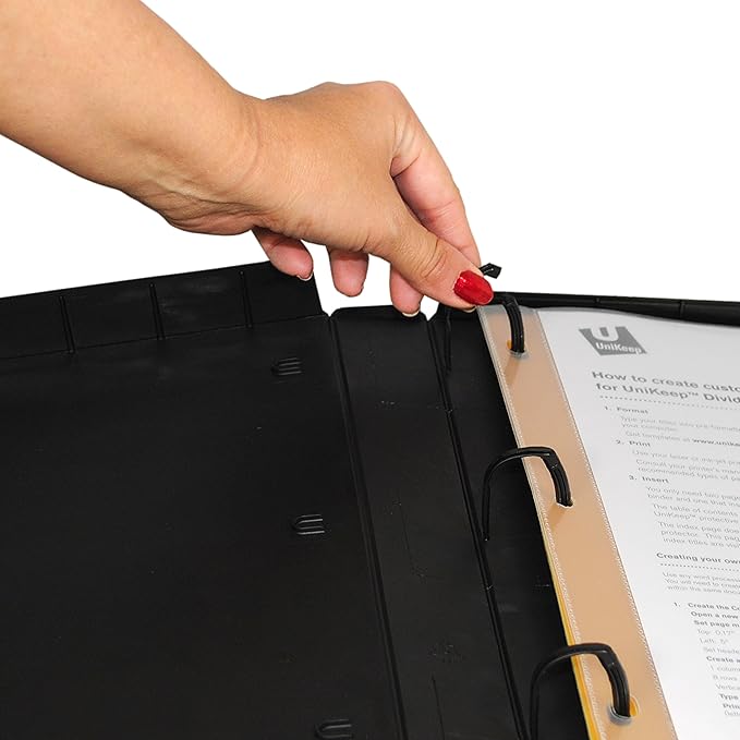 UniKeep 3 Ring Binder with Clipboard - Black - Fully Enclosed Binder - 1.5 Inch Spine - Without Clear Outer Overlay - Pack of 3 Binders
