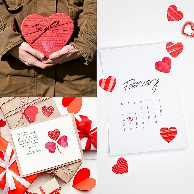 1200 PCS Red Heart-Shaped Sticker, 12 Designs Self-Adhesive Labels with Perforation Line in Roll for Valentine's Day, Blood Drives, Teachers & Classrooms, Award Charts, Bookmarks (3/4" Each)