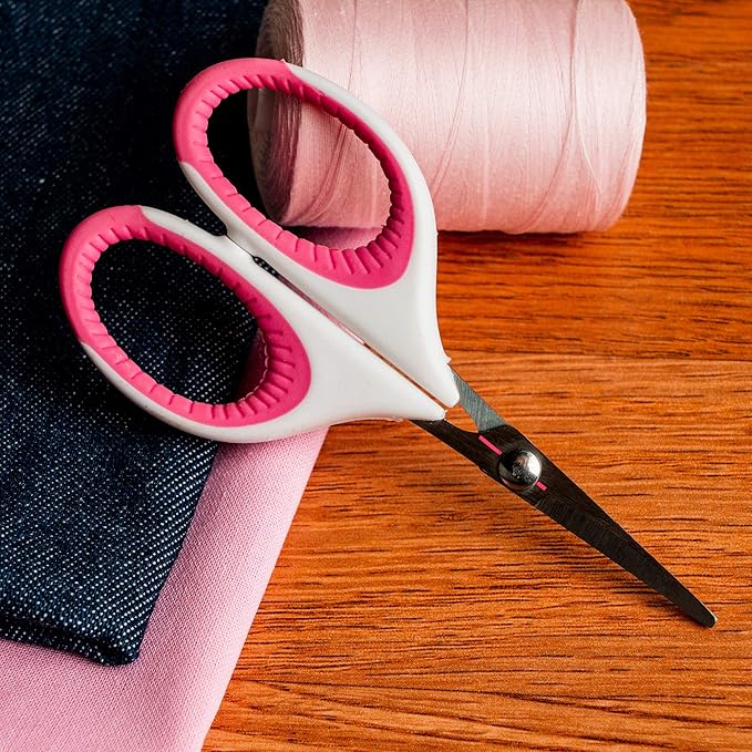 SINGER 07190 4-Inch Craft Scissors with Pink and White Comfort Grip, ,