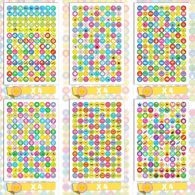 6048 Pieces Small Stickers for Kids Reward Chart - Mini Incentive Happy Smile Face Star Bundle for Teachers and Kids Behavior Chart(Vivid Style)