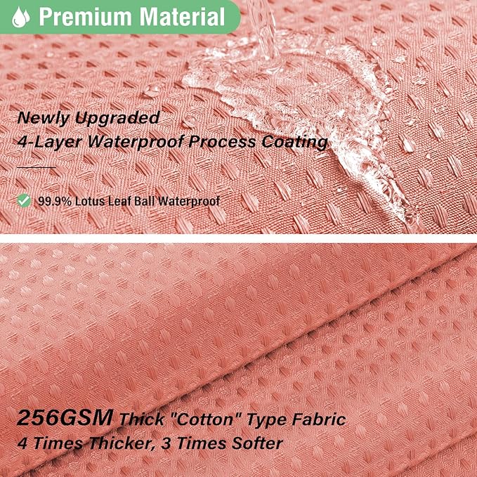 Dynamene Extra Long Shower Curtain - 84 Inch Long Waffle Weave Heavy Duty Fabric Bathroom Shower Curtain, Neutral Weighted Hotel Thick Bath Curtain Set with 12 Plastic Hooks,72x84, Coral