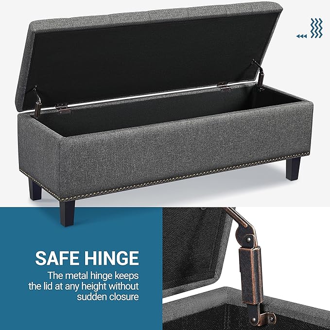 Yaheetech 49-inch Entryway Ottoman Bench with Storage, Multipurpose Foot Rest Sofa Stool in Dark Gray