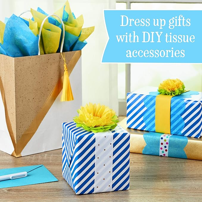 Hallmark Tissue Paper, 120 Sheets (Classic Rainbow, 8 Colors) for Birthdays, Mother's Day, Graduation, Gift Wrap, Crafts, DIY Paper Flowers, Tassel Garland and More