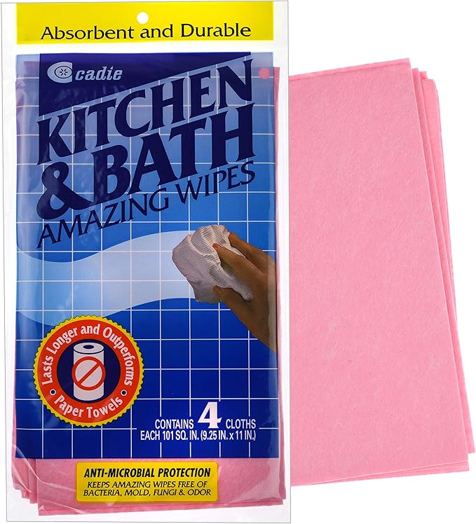Cadie Kitchen and Bath Amazing Wipes - Absorbent and Reusable Cloth for Washing, Drying, Wiping in The Bathroom or Cuisine Surfaces | Cleaning Sink, Tiles, Bathtub, Walls, Mirror or Floors | 2-Pack