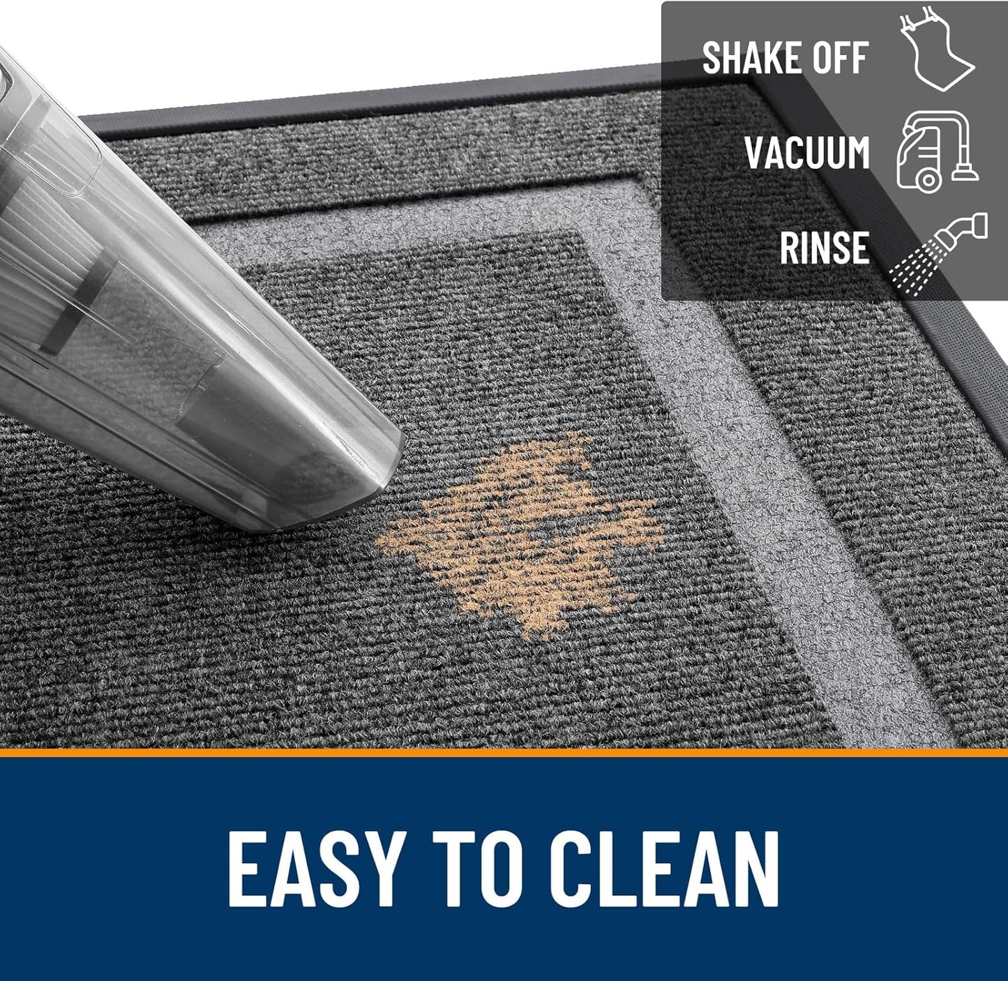 OLANLY Front Door Mat Indoor Outdoor Entrance, Waterproof All-Season, All-Weather Doormat, Sturdy Natural Rubber, Fade Resistant, Low Profile, Easy Clean Patio Porch Entryway Mat, 59x23, Dark Grey