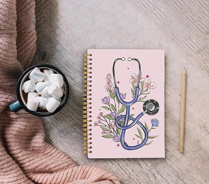 Stethoscope Medical Notebook Journal, Doctor Nurse Notebook, Medical Student Gifts, Future Nurse Gifts, Doctor Gifts for Women Men, Nurse Appreciate Gifts, Spiral Notebook 5.5x8.3 Inch